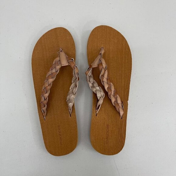 Maurices Leah Cognac Braided Flip Flop Thong Sandals Shoes Womens size 11 M - Picture 4 of 8